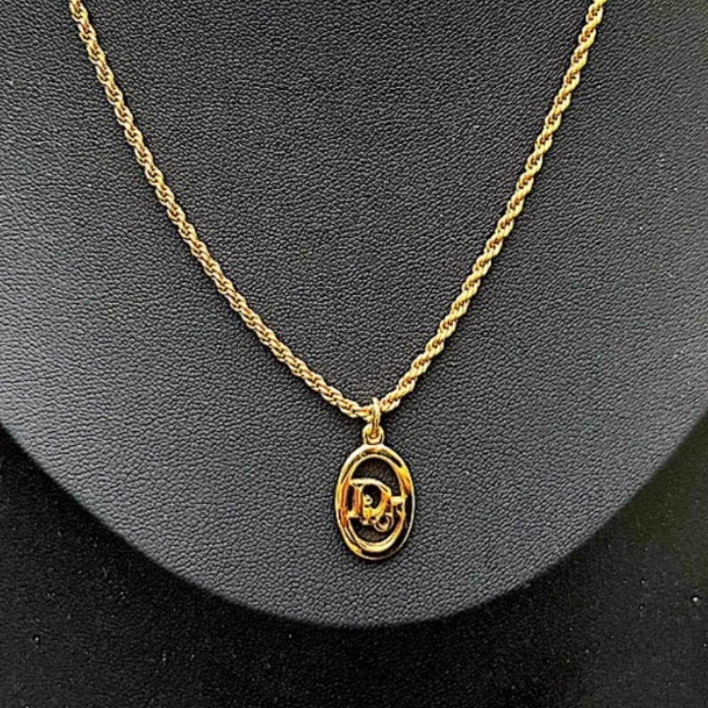 Christian Dior 1980s polished logo-pendant necklace. Authentic